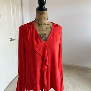 DEREK LAM 10 Crosby Women's Top Blouse Orange Black SZ 8 NWT